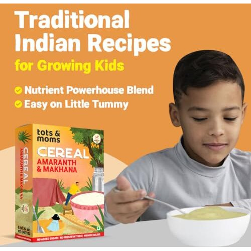 Tots And Moms Protein & Calcium Rich - Amaranth & Makhana Instant Cereal 200G | No Sugar No Milk - Preservative Free Travel Friendly Healthy Porridge Mix For Kids