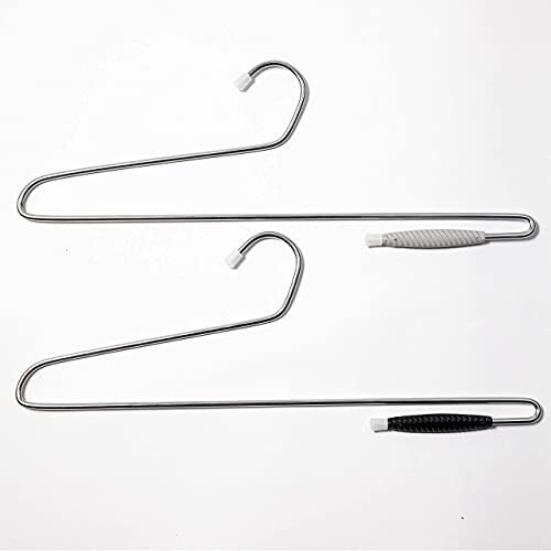 Amarshri Reverse Bend Hangers | Mild Steel Chrome Plated For Clothes With Lockable | Rustproof Saree And Pants Hangers, Pack Of 12, Metal