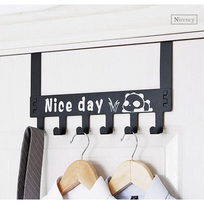 Nirency Multifunctional Heavy Duty Over Door Hook Hanger For Clothes, Door Hanger For Clothes Without Drilling, Removable Door Hanger (Colour - Black, Pack Of 1), Carbon Steel