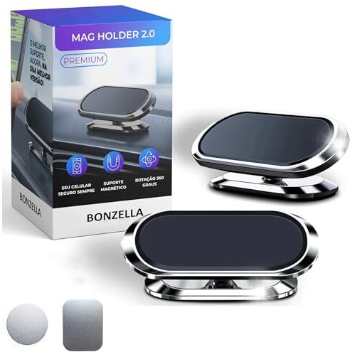 Bonzella Magnetic Mobile Holder For Car, [Easily Install] Car Mobile Holder Mount [6 Strong Magnets] Phone Holder For Car Case Friendly Iphone Mobile Stand For Car Fits With All Smartphones & Tablets
