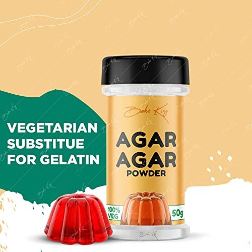 Bake King Agar Agar Jelly Powder 50Gm, Vegetarian Gelatin Alternative, Plant Based Product, Perfect For Desserts & Jelly