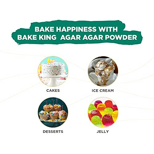 Bake King Agar Agar Jelly Powder 50Gm, Vegetarian Gelatin Alternative, Plant Based Product, Perfect For Desserts & Jelly