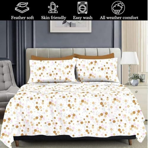 Plumora 100% Cotton Bed Sheet For King Size Bed, 1 King Size Bed Sheet Cotton (108 X 108 Inches) With 2 Pillow Covers, Premium 300 Tc Bedsheet For Double Bed King Size (Crimson Passion, Super King)