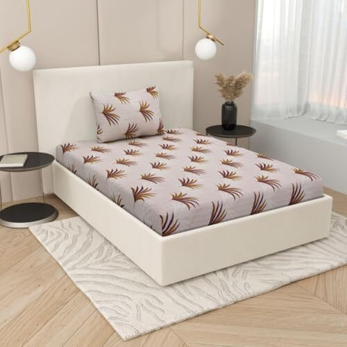 Plumora Pure Cotton Single Bed Sheet - 58 X 89 Inches, 240 Tc Bedsheet For Single Bed Cotton With 1 Pillow Cover, Soft And Breathable For Comfortable Sleep(Blush Forest,Single)
