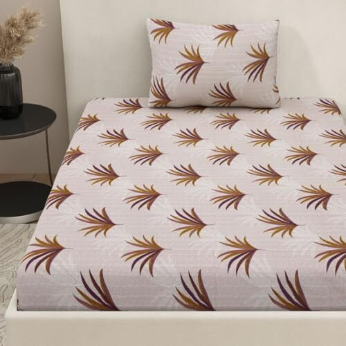 Plumora Pure Cotton Single Bed Sheet - 58 X 89 Inches, 240 Tc Bedsheet For Single Bed Cotton With 1 Pillow Cover, Soft And Breathable For Comfortable Sleep(Blush Forest,Single)