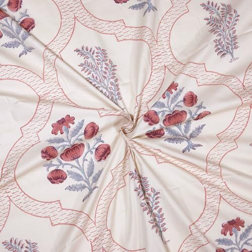 Toaiart Hand Block Print Bedsheet | Long Staple Premium Cotton | 300Tc| Luxury Sheet| Double Bed Size 90&quotX108" | Includes 2 Pillow Covers 18" X 28" | Rust Grey Jaal On Beige