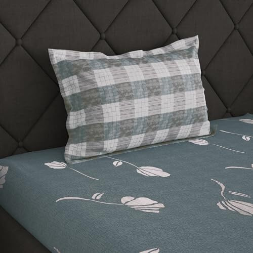 Story@Home Bedsheet For Single Size Bed | 186 Tc | Grey | Floral | 1 Piece Cotton Bedsheet For Single Size Bed With 1 Pillow Cover (145 X 225 Cm) Perfect For Home Decor & Gifting | Cotton Bedsheet