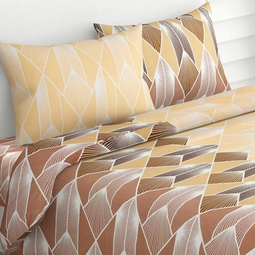 Haus & Kinder Double Flat Bedsheet With 2 Pillow Covers, Queen Size Double Bed Sheet, 100% Cotton, 144 Tc, Sleek Strokes