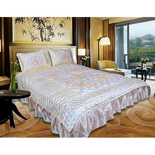 Hashirex Craft Vip Satin Double Bed Bedding Set Yellow 2 Pillow Cover 1 Beautiful Fitted Satin Bed Sheet King Size Bedding Set