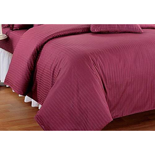 Manavrachit Satin Stripe Pure Cotton 210 Tc Bedsheet (100 X 108 Inches) With 2 Pillow Covers Double Bed Size For Bedroom, Hotels, Home & Living Room(Wine)