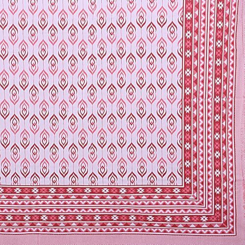 Tamasvini Cotton 144 Tc 1 Bedsheet With 2 Pillow Covers Sanganeri Jaipuri Print (Size 90 Inches X 108 Inches) Hand Print Standard King Size Bedsheet For Home And Living Room (Red Geometric)