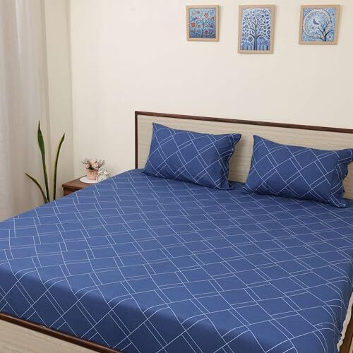 Bhoomi Impex Bedsheet For Size Queen Bed With 2 Pillow Covers 144 Tc Microfiber For Summer Breathable | Soft | Wrinklefree | Soft Touch & Skin Friendly (90 X 100 Inches, Geometric Chic)