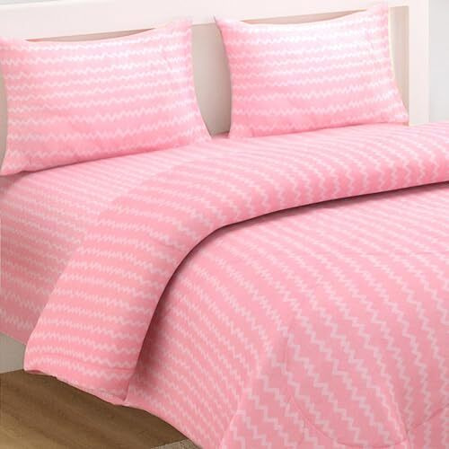 Hokipo Super Soft Microfiber Double Bed Size Ac Comforter/Blanket/Duvet/Bedding Set For Double Bed With 1 Flat Bedsheet And 2 Pillow Cover, 220 Gsm (New-562-D7)