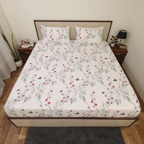Bhoomi Impex Bed Sheets - Brushed Microfiber Bedding - Flat Bedsheets & Pillowcase - Super Soft Microfiber - Breathable Wrinkle, Fade Resistant & Cooling Sheets - Single_Butterfly Bliss