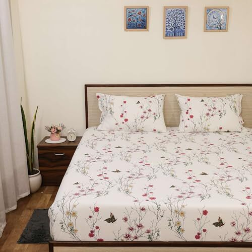 Bhoomi Impex Bed Sheets - Brushed Microfiber Bedding - Flat Bedsheets & Pillowcase - Super Soft Microfiber - Breathable Wrinkle, Fade Resistant & Cooling Sheets - Single_Butterfly Bliss