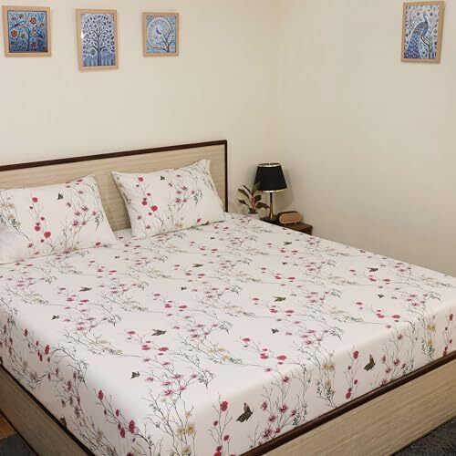 Bhoomi Impex Bed Sheets - Brushed Microfiber Bedding - Flat Bedsheets & Pillowcase - Super Soft Microfiber - Breathable Wrinkle, Fade Resistant & Cooling Sheets - Single_Butterfly Bliss