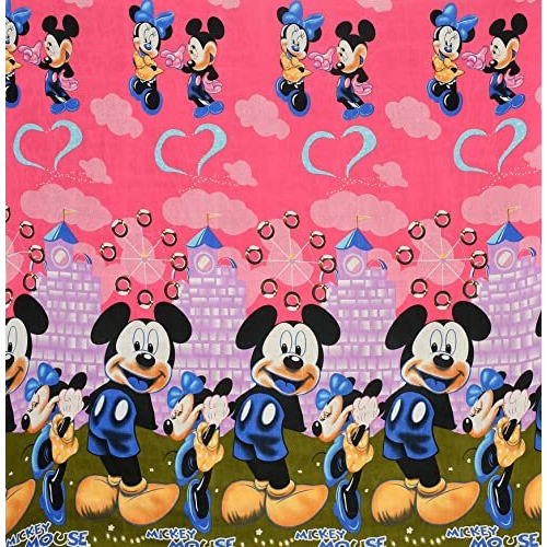 Engunias Offered Kids Micky Mouse Cartoon Collection 188Tc 3D Celebration Polycotton Animal Prints Double Bedsheets With 2 Matching Pillow Covers Sheet (Queen, Pink Design)
