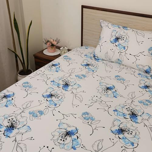 Bedsheet For King Bed, Ultra Comfortable, Breathable, Cooling Fabric Include Pillowcases For A Luxurious Sleep Experience King Bed (108 X 108 Inches) (Blue Blossom)