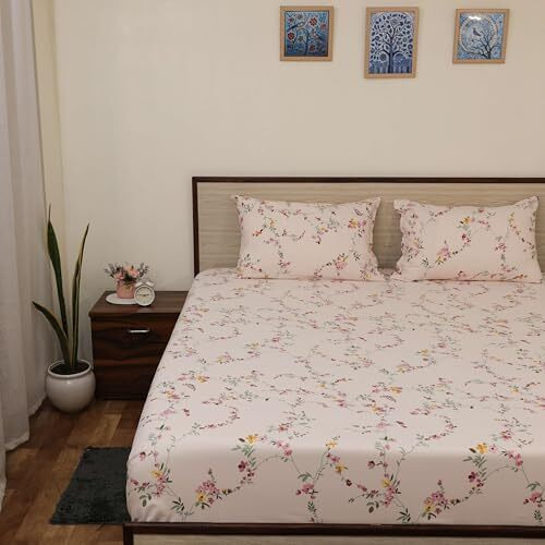 Bedsheet For Single Bed With 2 Pillow Covers Microfiber Country Blossom Bedsheets Breathable | Rustic Floral Charm Single Bed Sheet - Country Blossom