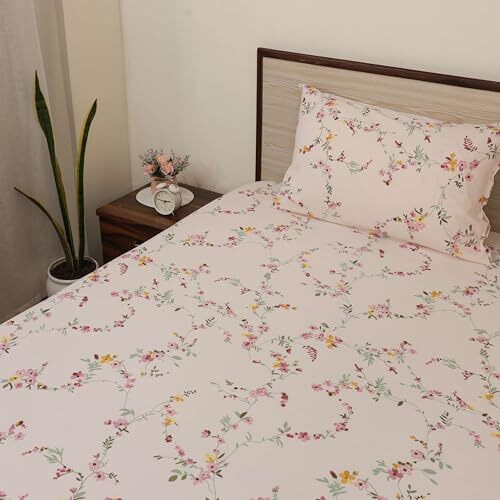 Bedsheet For Single Bed With 2 Pillow Covers Microfiber Country Blossom Bedsheets Breathable | Rustic Floral Charm Single Bed Sheet - Country Blossom