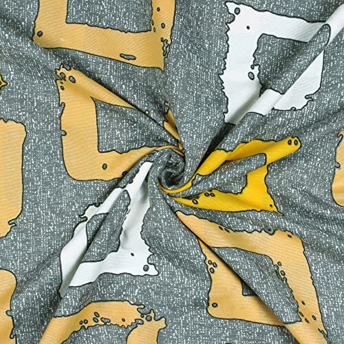 Bedspun Bedsheet For Double Bed Set Of 1 Microfiber Bedsheet With 2 King Size Pillow Cover, Grey - Yellow Bed Sheet Geometric Design, Bedsheets  220 X225 Cm, Pillow 40X60 Cm, Perfect For Home Decor