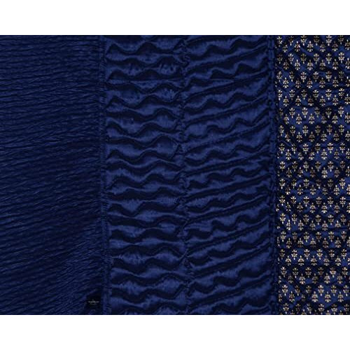 Manavrachit Jaipuri Sanganeri Satin Gold Printed Designer Bedding Set (Set Of 4 Pcs) [1 Double Bed Bedsheet || 2 Pillow Cover ||1 Double Bed Ac Comforter] Designer Butti (Blue)
