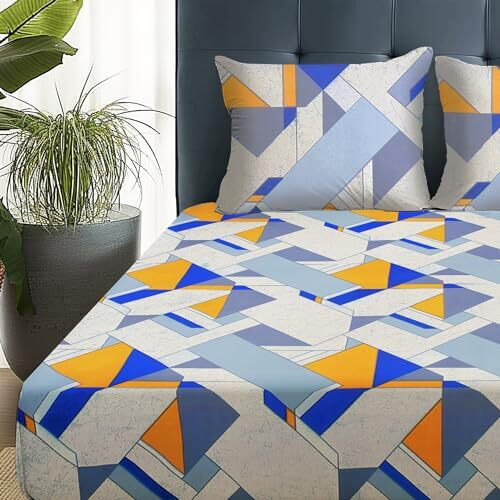 Story@Home Bedsheet For Double Bed | 180 Tc | Yellow | Abstract | 1 Piece Microfiber Bedsheet For Double Bed With 2 Pillow Covers (225 X 250 Cm) Perfect For Home Decor & Gifting | Microfiber Bedsheet