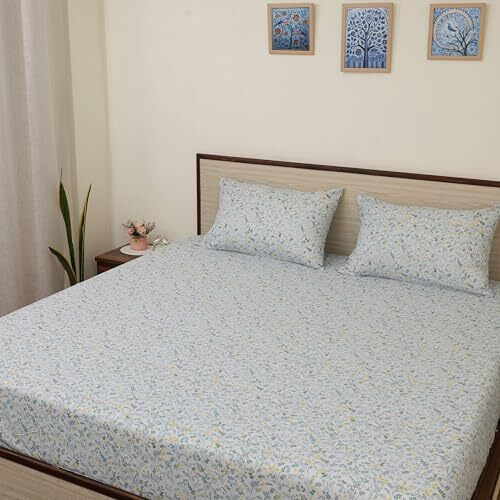 Bedsheet For Double Bed Include Pillow Covers | Colorful Floral Paradise Double Bed Sheet Soft Breathable Cute Aesthetic - Garden Bloom