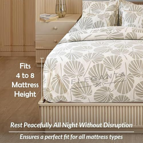 Eleganta Cotton Feel Elastic Fitted Bedsheets Queen Bed With 2 Pillow Covers |350 Threadcount| Queen Size Double Bed Bedsheet Fits Upto 8 Inches Mattress Height,(Size-60X78 Inches),(Creamy Dandelion)