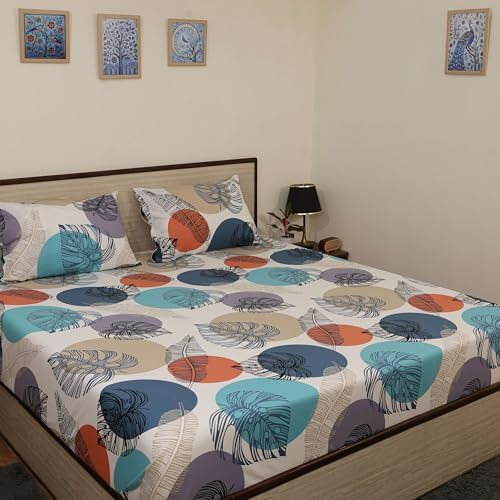 Bhoomi Impex 100% Microfiber Bedsheet For Double Bed With 2 Pillow Covers Breathable | Natural And Cozy Double Bed Sheet - Leafy Meadow