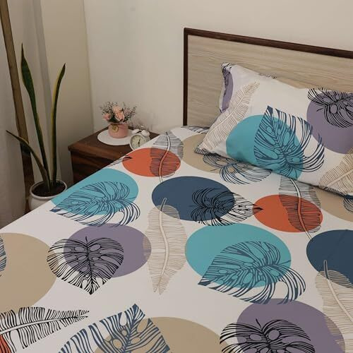 Bhoomi Impex 100% Microfiber Bedsheet For Double Bed With 2 Pillow Covers Breathable | Natural And Cozy Double Bed Sheet - Leafy Meadow