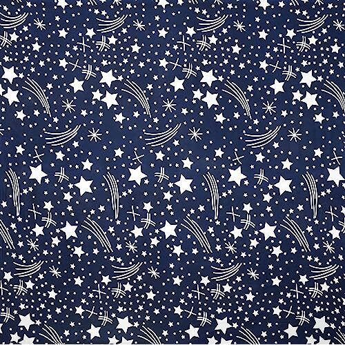 Engunias 220Tc King Collection 3D Polycotton Bedsheet For Double Bed Size (90 X 90) Bedsheet With 2 Pillow Covers Dark Blue Star-Pattern