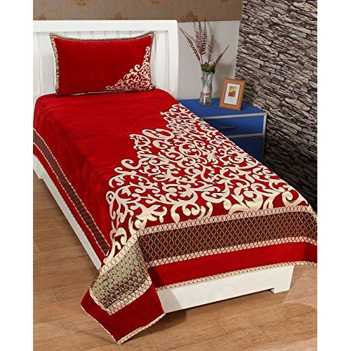 Fresh From Loom Chenille 500 Tc Single 60 X 90 Inch Bedsheet With 1 Pillow Cover, Red Color