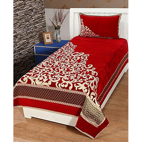 Fresh From Loom Chenille 500 Tc Single 60 X 90 Inch Bedsheet With 1 Pillow Cover, Red Color