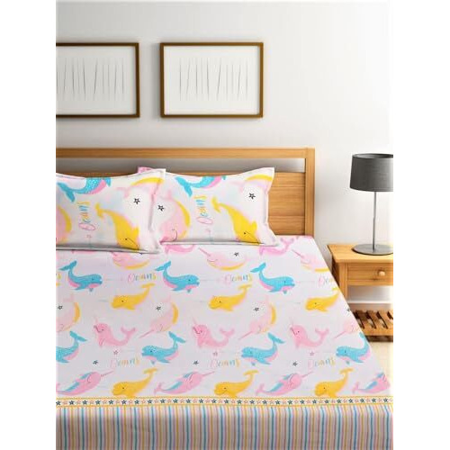 Cozy Furnish Super Soft Brushed Microfiber Cotton Double Bedsheet With 2 Pillow Covers,90X100(Inches) Printed Double Bedsheet With Pillow Covers