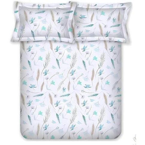 Bombay Dyeing King Size Cotton Bedsheet 180 Thread Count, Soft & Breathable, King Size 274Cm X 274Cm With 2 Pillow Covers - Vin04