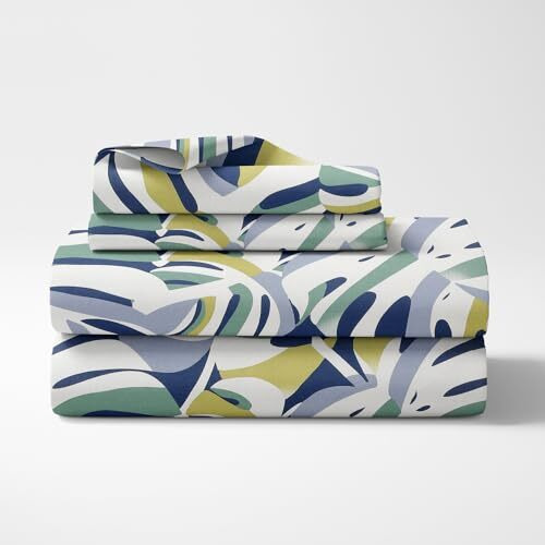 Haus & Kinder Double Flat Bedsheet With 2 Pillow Covers, Queen Size For Double Bed Sheet, 100% Cotton Flat Double Bedsheets, 144 Tc, Palm Paradise
