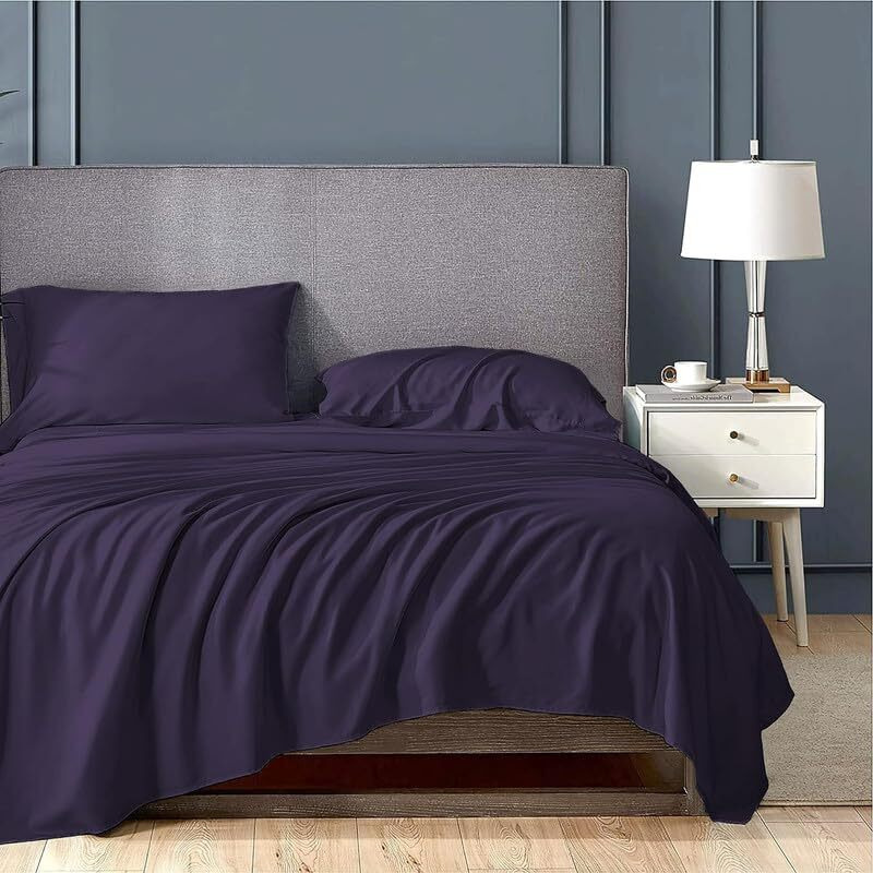 Rajasthan Crafts 110Gsm Brushed Micro Fabric Super Soft Elegant Colors Shrinkage & Fade Resistant Double Bedsheet With 2 Pillow Covers (90X100 Inches, Navy Blue Colour)