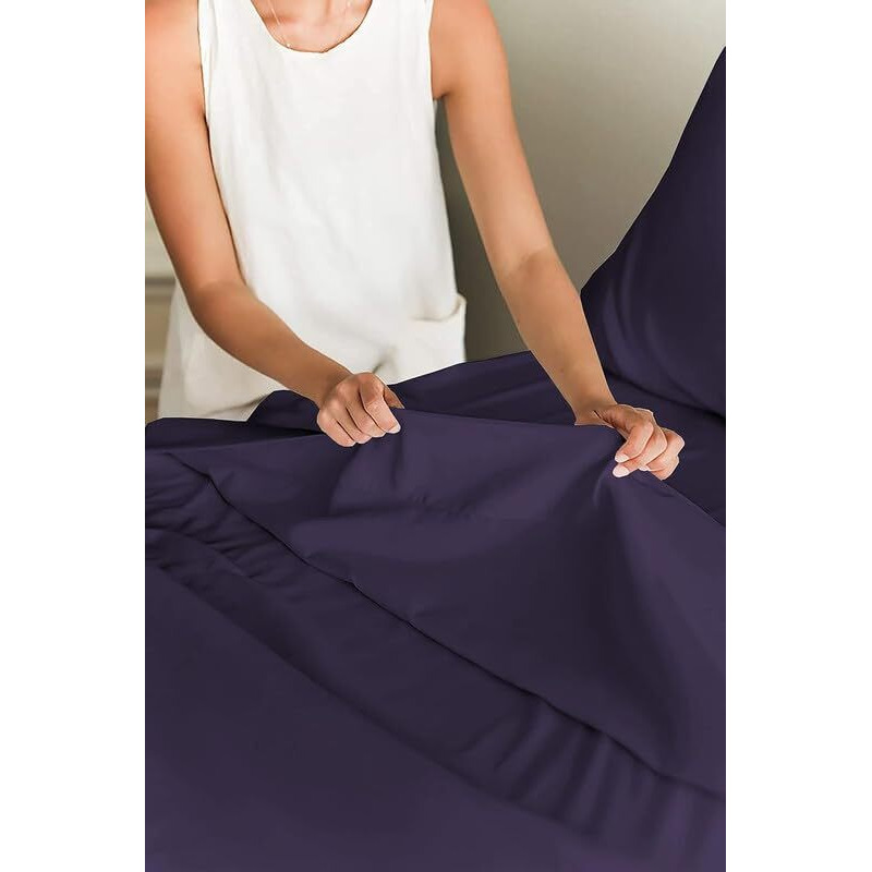 Rajasthan Crafts 110Gsm Brushed Micro Fabric Super Soft Elegant Colors Shrinkage & Fade Resistant Double Bedsheet With 2 Pillow Covers (90X100 Inches, Navy Blue Colour)