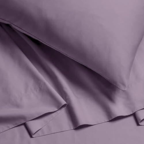 Plumora 100% Cotton Bed Sheet For King Size Bed, 1 King Size Bed Sheet Cotton (108 X 108 Inches) With 2 Pillow Covers, Premium 300 Tc Bedsheet For Double Bed King Size (Solid Lavender, Super King)