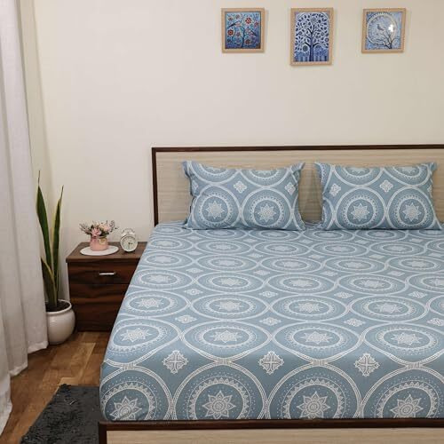 Bhoomi Impex 100% Microfiber Jaipuri Jewel Rjasathani Hand Print Size Double Bedsheet With 2 Pillow Covers