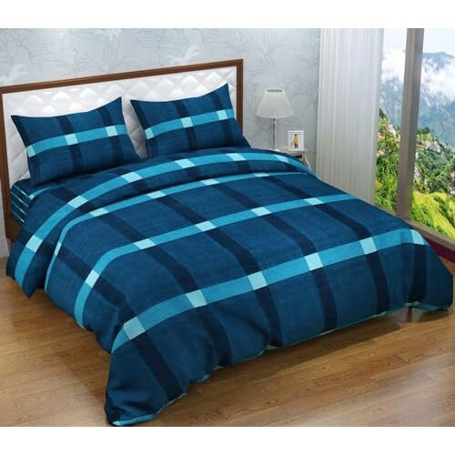Engunias Prime Collection Polycotton144 Tc Premium Double Sized Bedsheet With 2 Free Maching Pillow Covers(90 * 90) Inch Color- Mixed Design- Mordern Wall, Multicolored