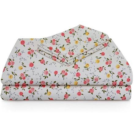 Mallowworld King Size | Microfiber Bed Sheet For Double Bed | Floral Design Bed Spread With 2 Pillow Covers 200 Tc | Wrinkle Free Hypo-Allergenic Bedsheets/Bedcover (90X95 Inches |Red Rose)