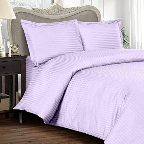 Sofrito Microfiber Striped Bedsheet Small Single - (54X90 - Inches) With 1 Pillow Cover - Lavender - Pack Of 1