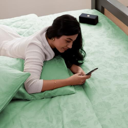Blue Dahlia 100% Cotton Jacquard Printed Bedsheet Set Double/King Size, Premium 300Tc-1 Flat Sheet (108&quotX108")+2 Pillow Covers(18&quotX28") Sa 8000, Oeko Tex Certified- Rose Green