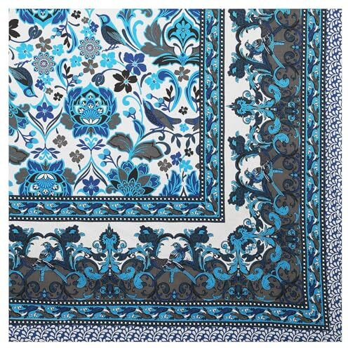 Tamasvini Cotton 144 Tc 1 Bedsheet With 2 Pillow Covers Sanganeri Jaipuri Print (Size 108 Inches X 108 Inches) Super King Size Bedsheet For Home And Living Room (Blue Bird)