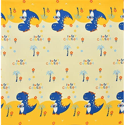 Mallowworld Kids Cartoon Dinasaur Selfie Print Bedsheet 1 Single Bedsheet With 1 Pillow Cover Size 60 Inch X 90 Inch