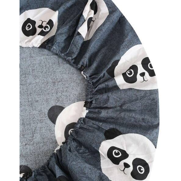 Pnp Textiles Panda Cartoon Printed Kids Room Single Fabric Glace Cotton Bedsheet  90 X 60 Inch With 1 Pillow Cover 18 X 28 Inch (Multicolour, Design-16)