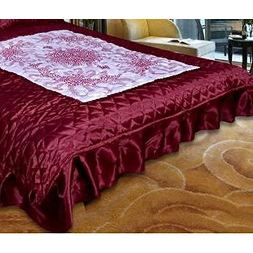 Manavrachit Satin Gold Printed 310 Tc Wedding Bedding Set (Bedsheet With 2 Pillow Covers) For Home & Living Room(Set Of 3Pc, Vip Print) (Maroon)
