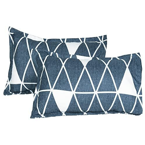 Bedspun Bedsheet For Double Bed Set Of 2 Microfiber Bedsheet With 4 King Size Pillow Cover,150 Tc Bed Sheet Blue & Mustard, Bedsheets  220 X225 Cm, Pillow 40X60 Cm, Perfect For Home Decor & Gifting